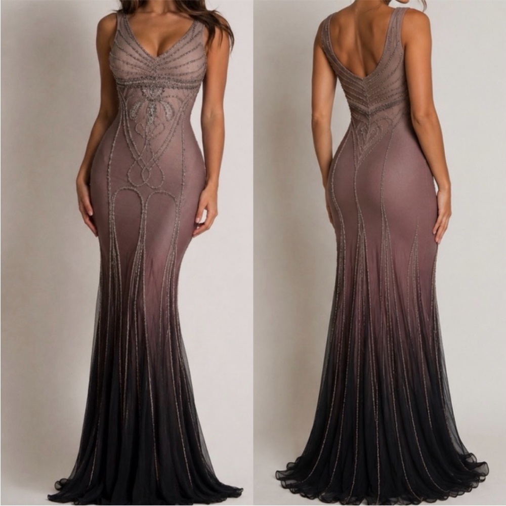 Vintage Y2K 100% Silk Beaded Dress Vintage Beaded Dress Prom Dress Sue Wong Prom - Picture 3 of 17